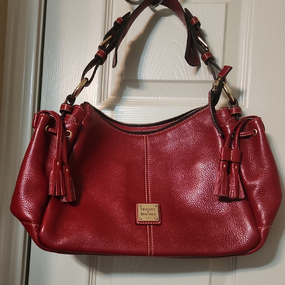 Dooney & Bourke Red Aqua Shoulder Bag with Gold Accents